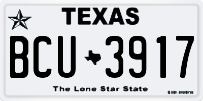 TX license plate BCU3917