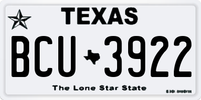 TX license plate BCU3922