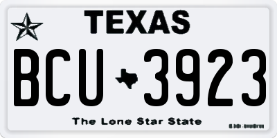 TX license plate BCU3923