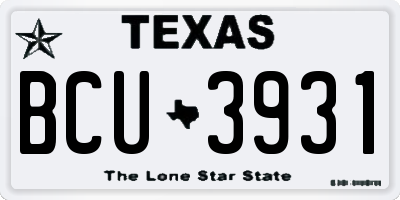 TX license plate BCU3931