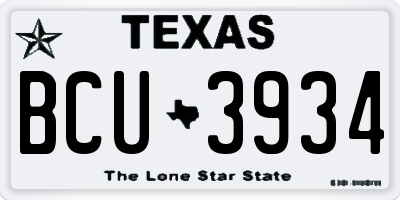 TX license plate BCU3934