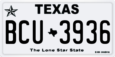 TX license plate BCU3936