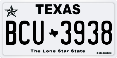 TX license plate BCU3938