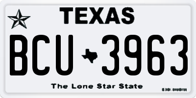 TX license plate BCU3963