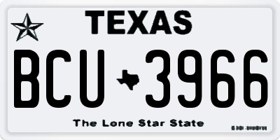 TX license plate BCU3966