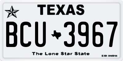 TX license plate BCU3967