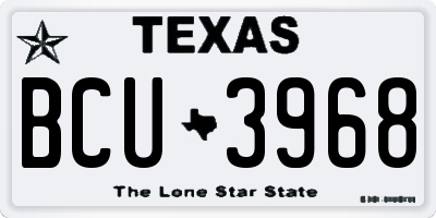 TX license plate BCU3968