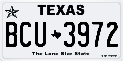 TX license plate BCU3972