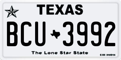 TX license plate BCU3992