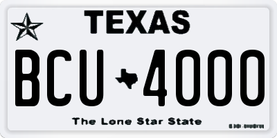 TX license plate BCU4000