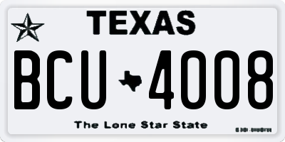 TX license plate BCU4008
