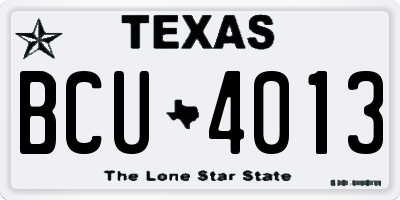 TX license plate BCU4013