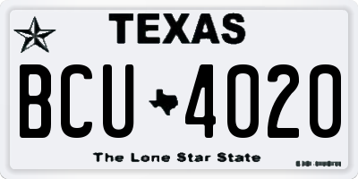 TX license plate BCU4020
