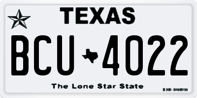 TX license plate BCU4022