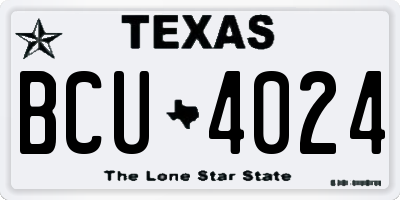 TX license plate BCU4024