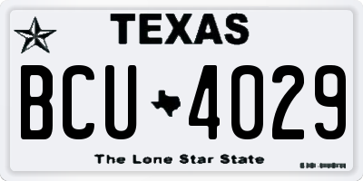 TX license plate BCU4029