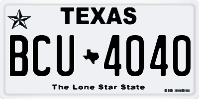 TX license plate BCU4040