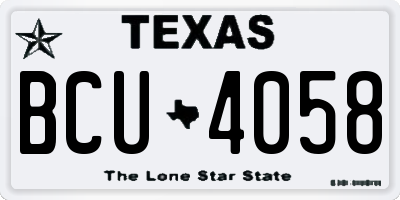 TX license plate BCU4058