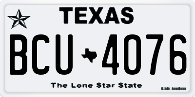 TX license plate BCU4076