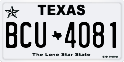 TX license plate BCU4081