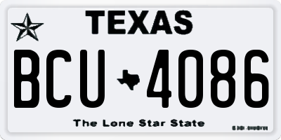 TX license plate BCU4086