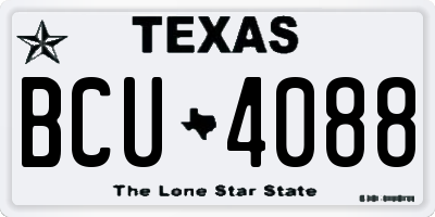 TX license plate BCU4088