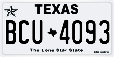 TX license plate BCU4093