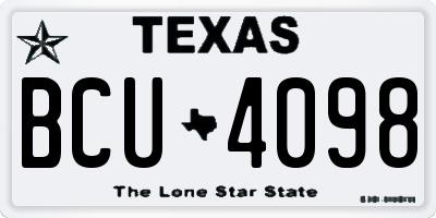 TX license plate BCU4098