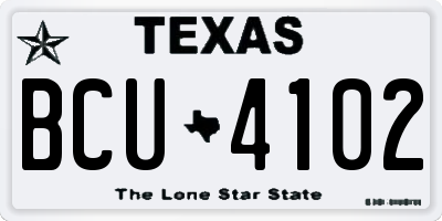 TX license plate BCU4102