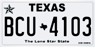 TX license plate BCU4103
