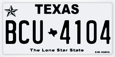 TX license plate BCU4104