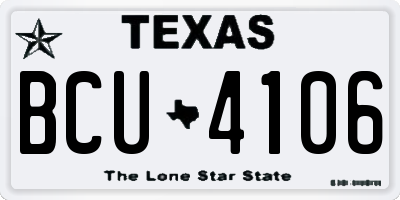 TX license plate BCU4106