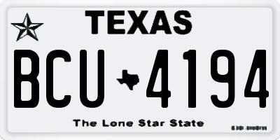 TX license plate BCU4194