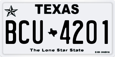 TX license plate BCU4201
