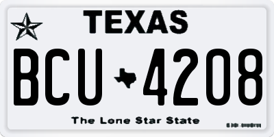 TX license plate BCU4208