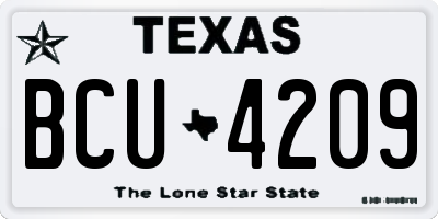 TX license plate BCU4209