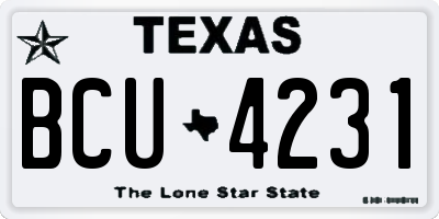 TX license plate BCU4231