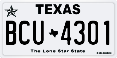 TX license plate BCU4301