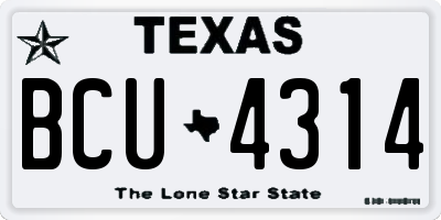 TX license plate BCU4314