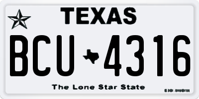 TX license plate BCU4316