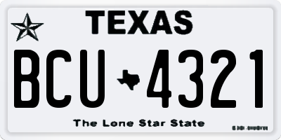 TX license plate BCU4321