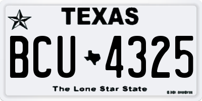 TX license plate BCU4325