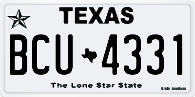 TX license plate BCU4331