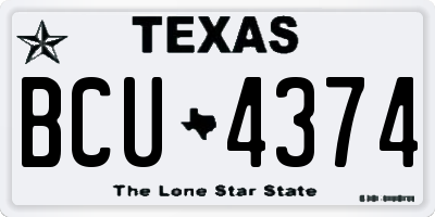 TX license plate BCU4374