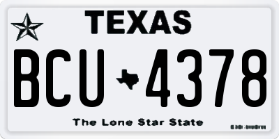 TX license plate BCU4378