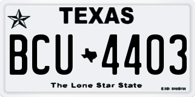 TX license plate BCU4403