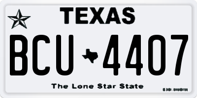 TX license plate BCU4407