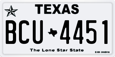 TX license plate BCU4451
