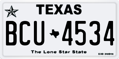 TX license plate BCU4534