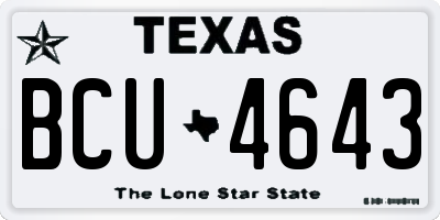 TX license plate BCU4643